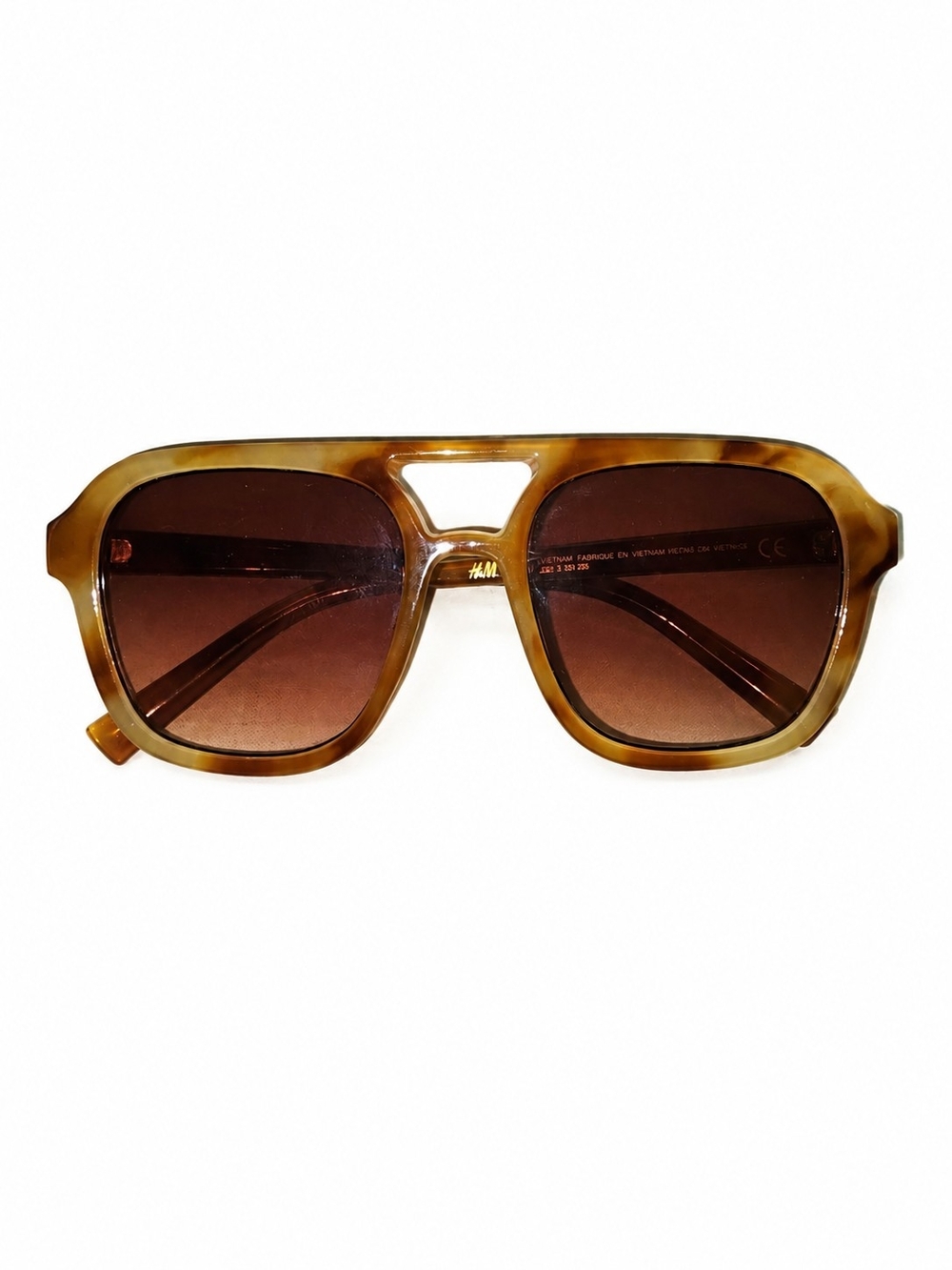 H&M Tortoise Shell Oversized Aviator Brown Gradient Sunglasses Retro